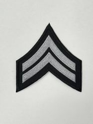 "CPL" CORPORAL CHEVRONS MEDIUM GREY on BLACK - SOLD in PAIRS